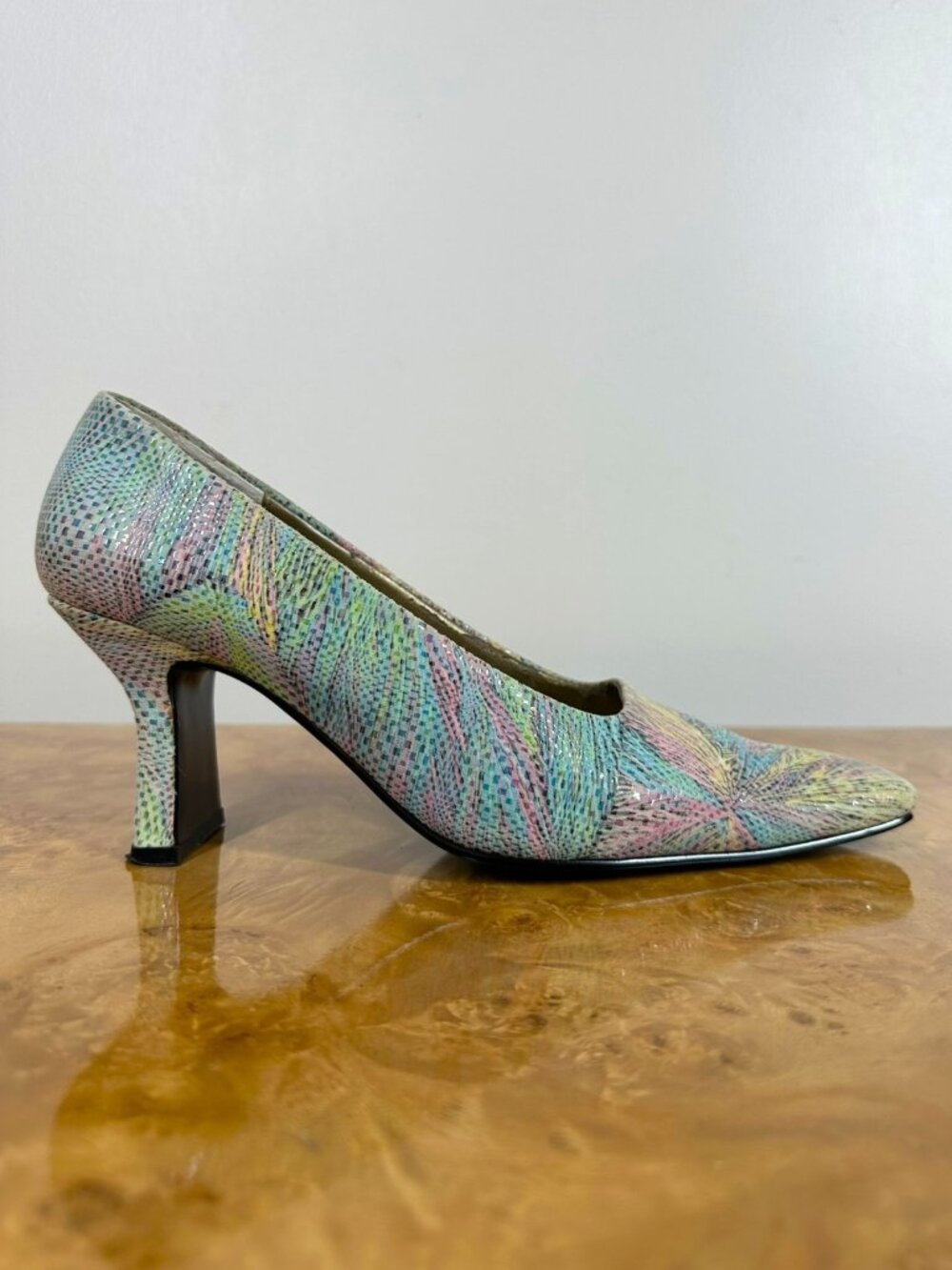 Vintage Y2K Monzo & Franco Multicolor Leather Square Toe Pumps Heels 8.5 M